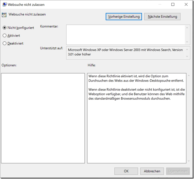  Richtlinie Websuche nicht zulassen