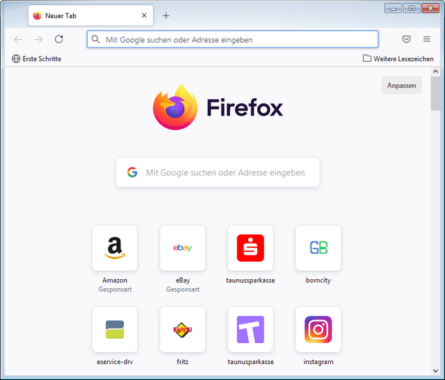  Proton-Oberfläche im Firefox 89