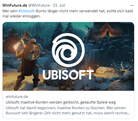 Ubisoft Kontenlöschung