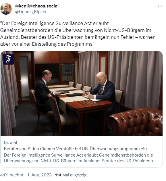 Kritik am Foreign Intelligence Surveillance Act