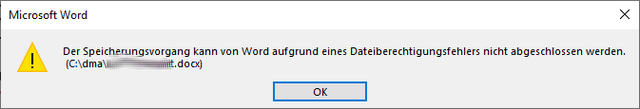 Word Fehler beim Speichern