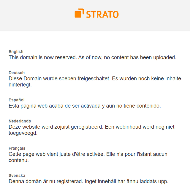 Strato-Domain für Betrug reserviert