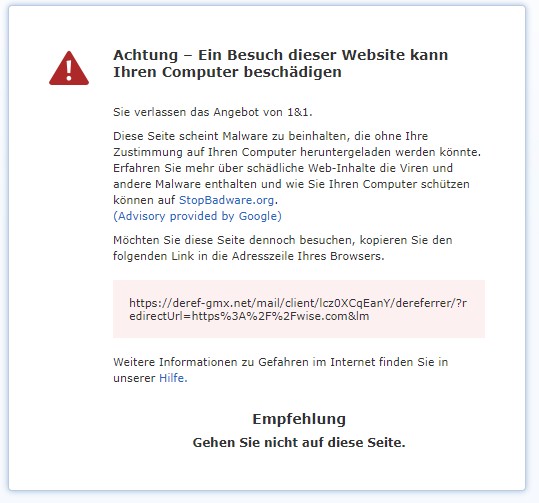 Wise Phishing-Warnung