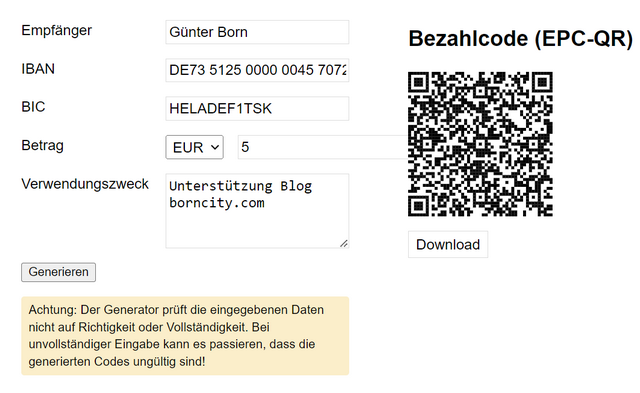 EPC-QR Code generieren