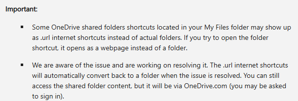 OneDrive Link bug