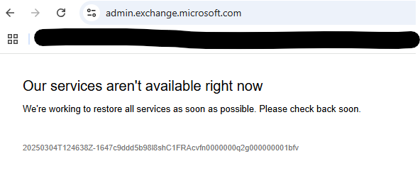 Exchange Admin Center down