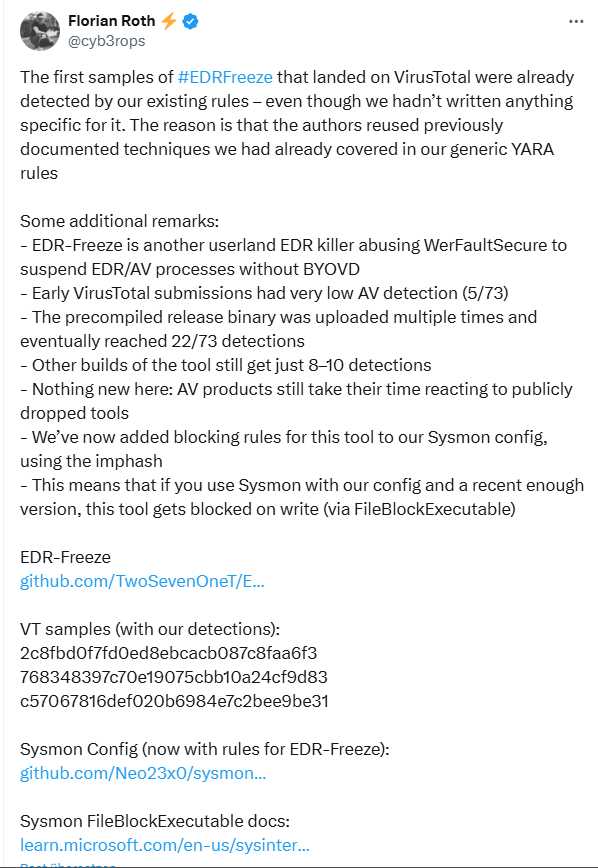 EDR-Freeze Detection