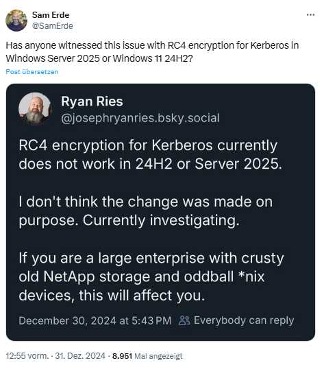 Windows Server 2025/Windows 11 24H2 RC4-Probleme