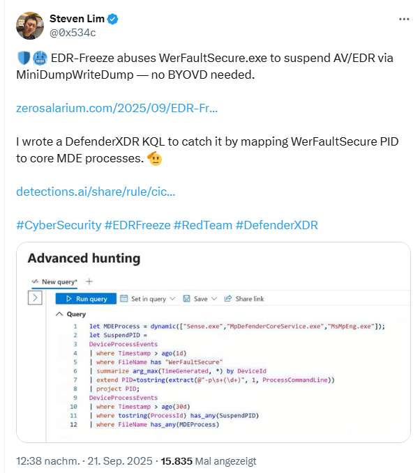 Windows 11 24H2: Werfault EDR-Freeze