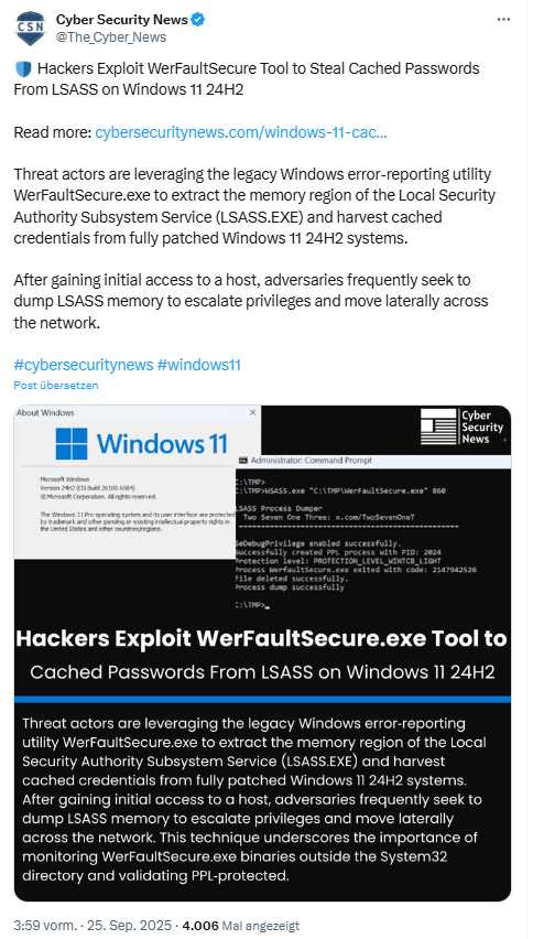 Passwort-Dump mittels WerFault