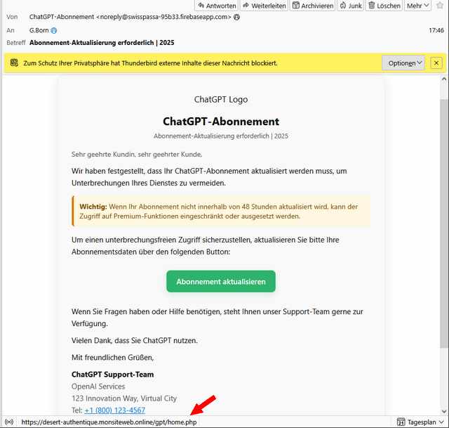 ChatGPT muss aktualisiert werden