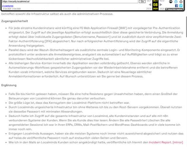 Archivierte Localmind Security Meldung