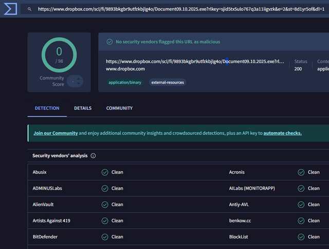 .exe-Datei als Dropbox-Download