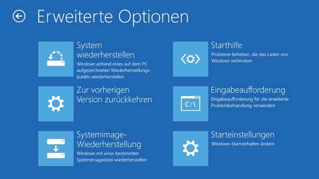 Win RE Erweiterte Optionen