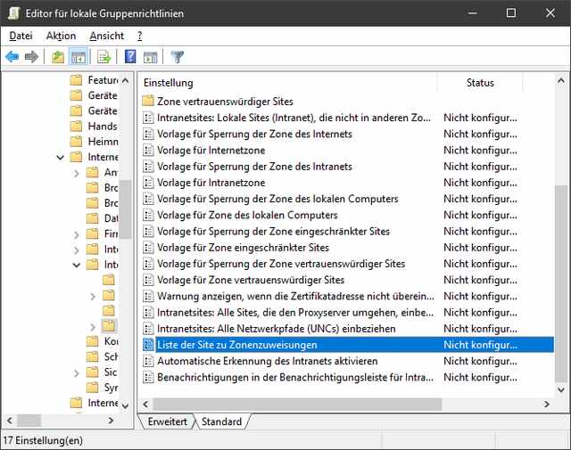 GPO für Internetzonen