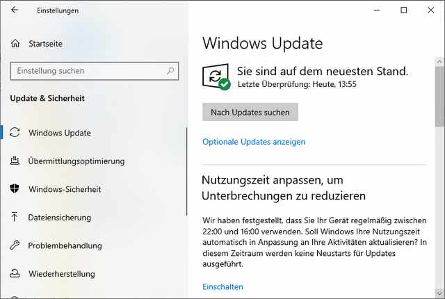 Windows 10 Update page