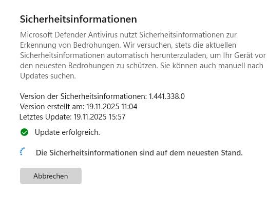 Windows Defender Update-Status