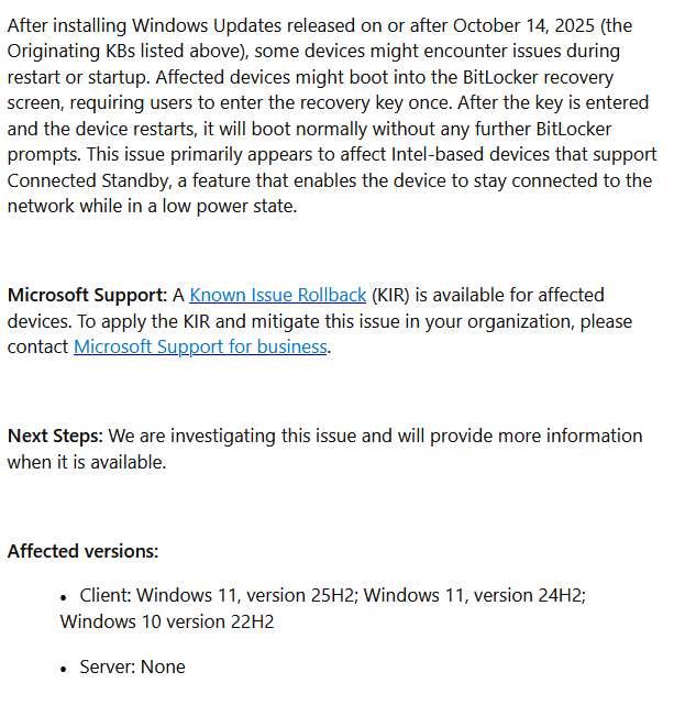 Windows 10/11 Bitlocker-Problem (Microsoft Artikel) Windows 10/11 Bitlocker-Problem (Microsoft Artikel)