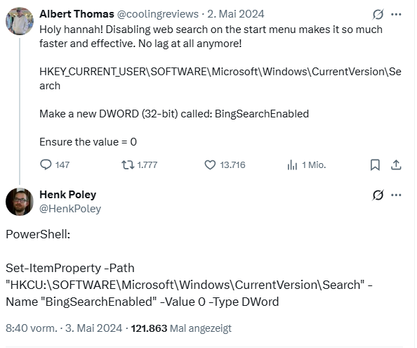 Startmenü-Suche optimieren Startmenü-Suche optimieren