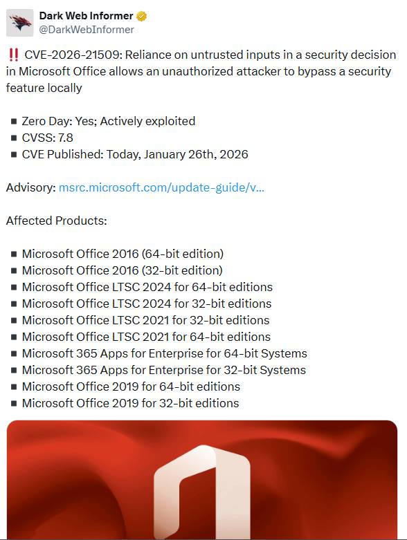 Office Schwachstelle CVE-2026-21509