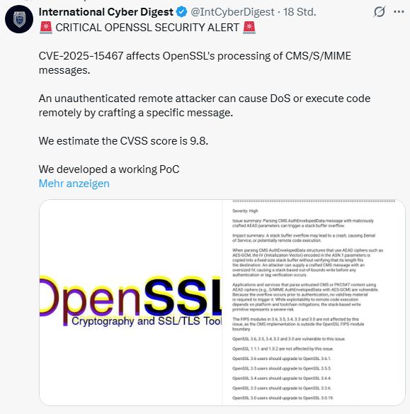 OpenSSL CVE-2025-15467