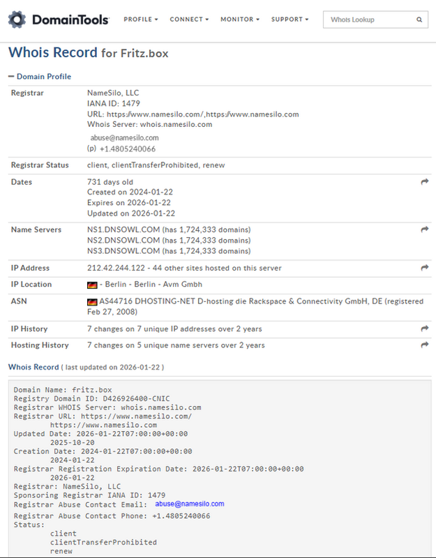 fritz.box Whois Record fritz.box Whois Record