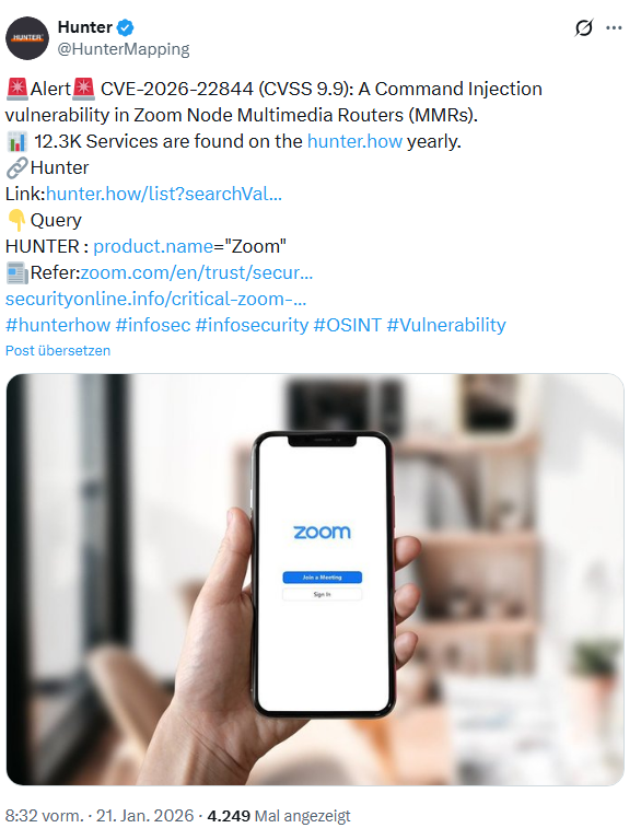 Zoom-Schwachstelle CVE-2026-22844