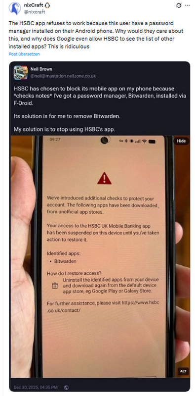 HSBC-Banking-App streikt