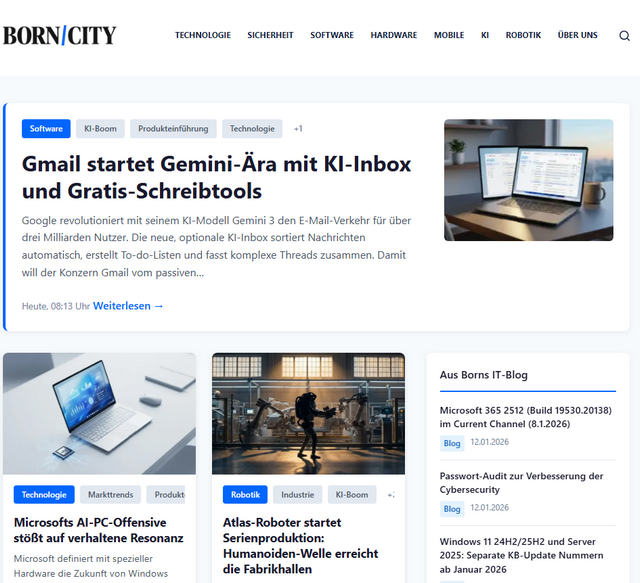 Neue Startseite von borncity.com