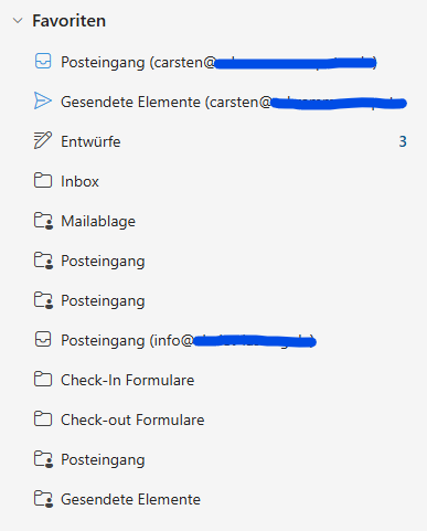 Favoritenliste Outlook New