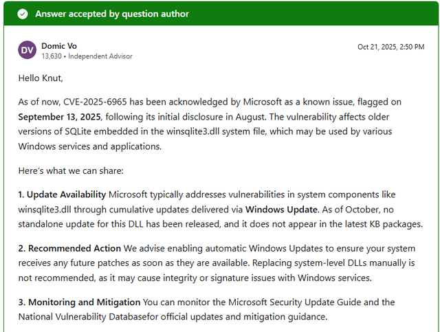 winsqlite3.dll mit Anfälligkeit für die Schwachstelle CVE-2025-6965