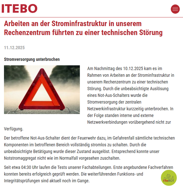 ITEBO-Störung 10.12.2025