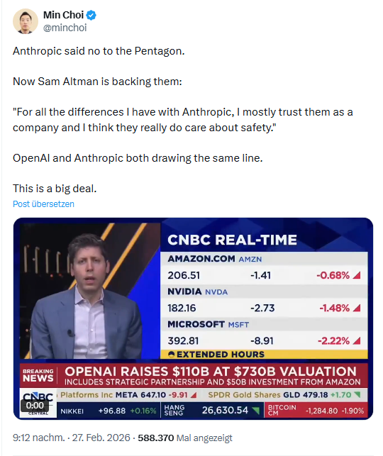 Sam Altman on Anthropic