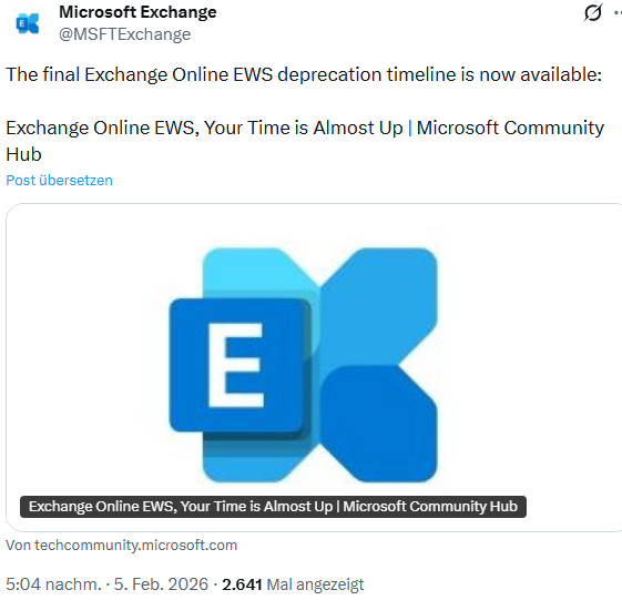 Exchange Online: EWS-Abschaltung