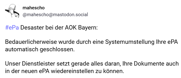 ePA bei AOK Bayern gelöscht