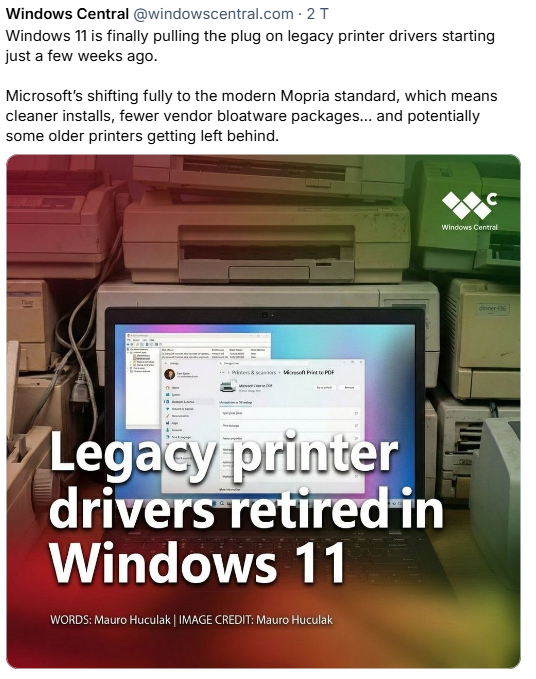 Windows 11 Druckerunterstützung für Mopia