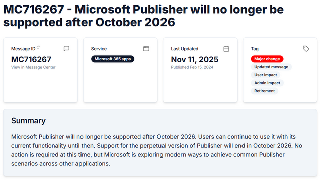 MC716267 Publisher EOL