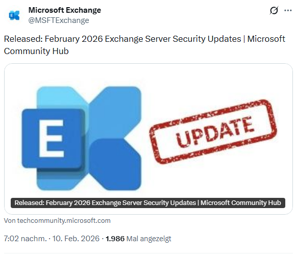 Exchange Server Security Update Feb. 2026
