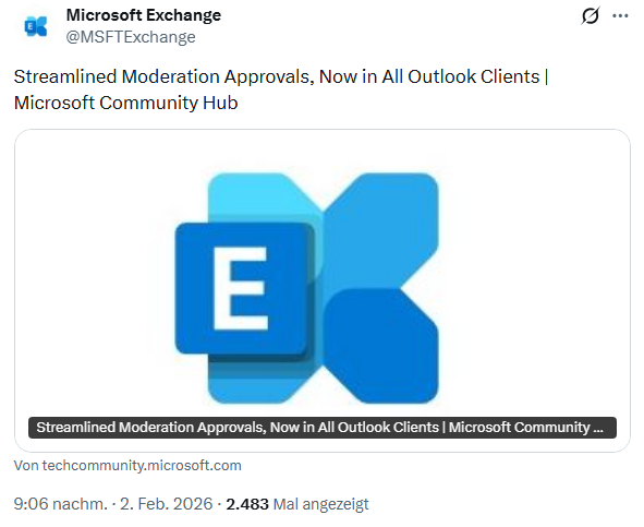 Exchange Online: Optimierte Moderation in Outlook-Clients