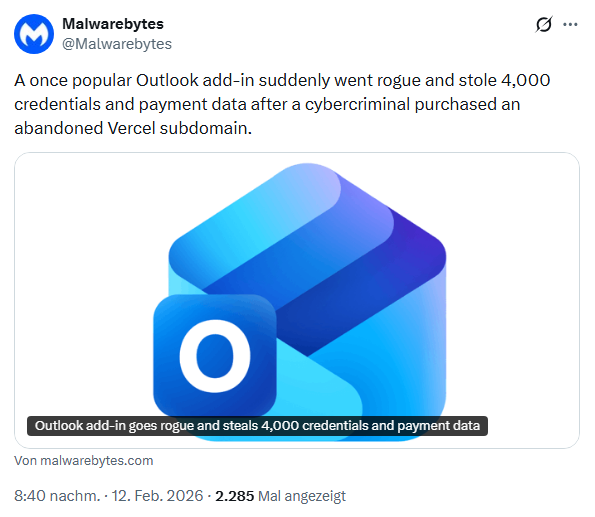 Schädliches Outlook Add-in