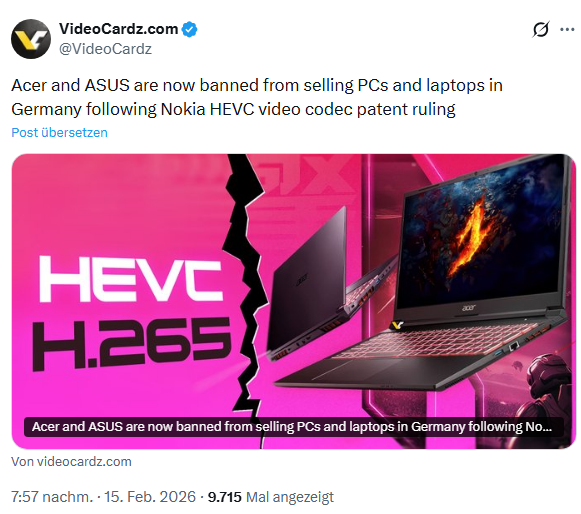 Nokia Patentklage gegen Acer und ASUS führt zu Verkaufsverbot