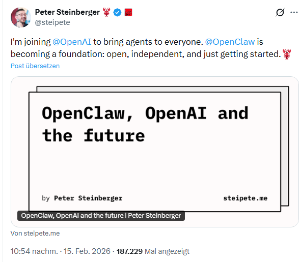 Peter Steinberger geht zu OpenAI