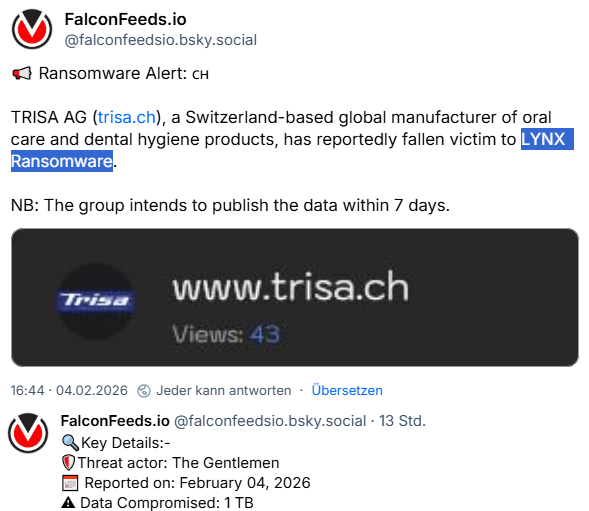 Ransomware bei Trisa AG