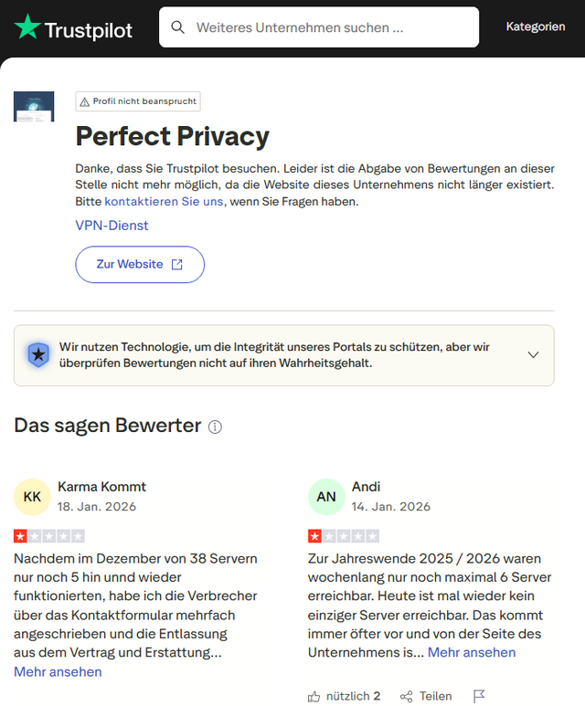 Trust Pilot-Bewertungen 