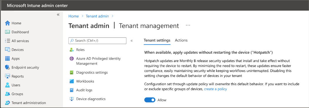 Intune Hotpatch-Verwaltung