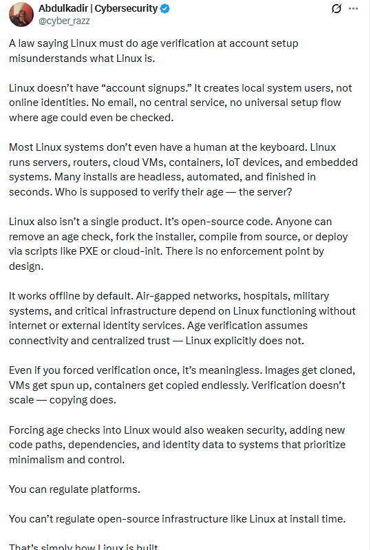 Altersverifikation in Linux