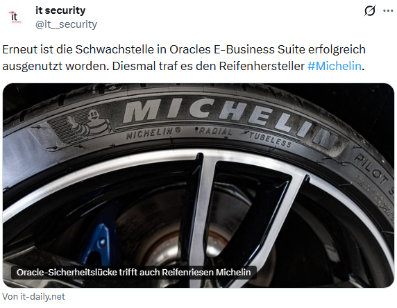 Michelin Opfer von Oracle E-Business Suite