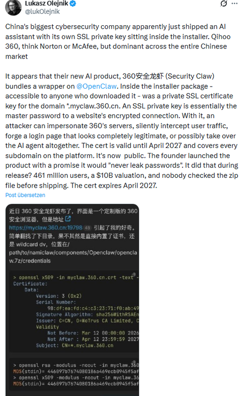 Security Claw mit privatem SSL-Key
