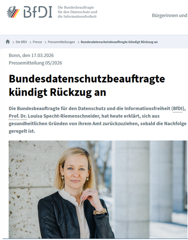 Rückzug von Frau Prof. Dr. Specht-Riemenschneider