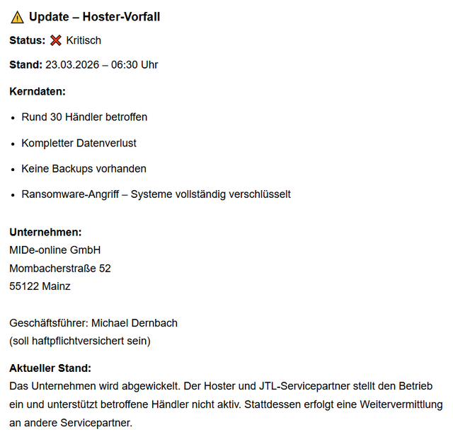 Hoster MIDe-online gehackt